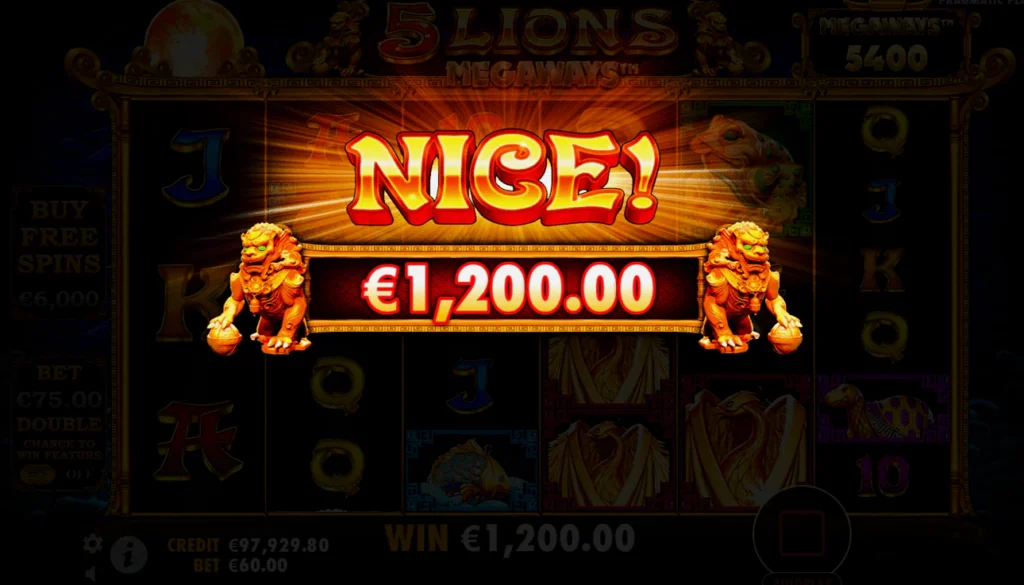 Крупный выигрыш в слоте 5 Lions Megaways