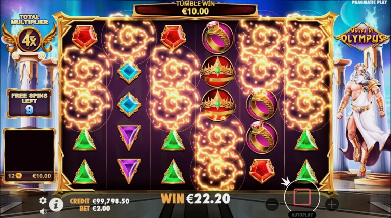 Вместо выигрышных линий в Gates of Olympus используется каскадная система