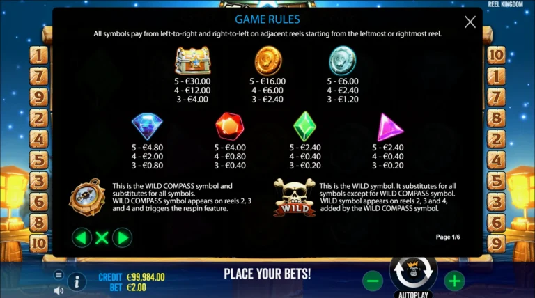 Полная таблица выплат слота Star Pirate Code