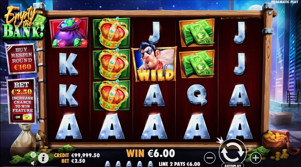 Выигрыш за 5 символов одного вида в слоте Empty the Bank